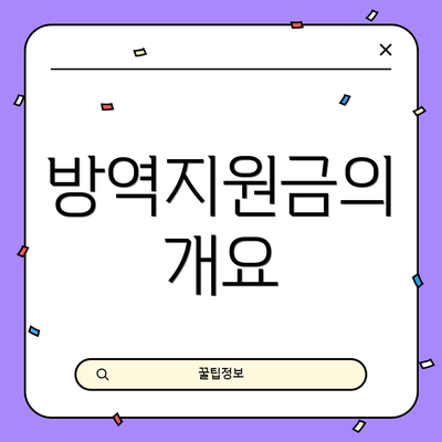 방역지원금의 개요