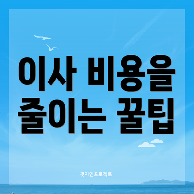 이사 비용을 줄이는 꿀팁